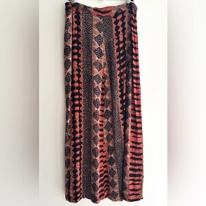 Madam Blue Clothing Animal Print/Tribal Print Skirt, Orange/Brown/Black, L